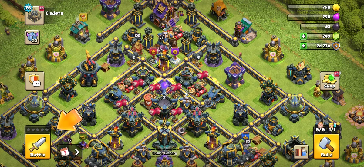 The Battle button at the bottom-left of the new Clash of Clans interface, with the Battle Log and Edit Army tucked beside it