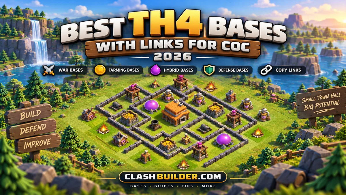 Best TH4 Bases with Links for COC Clash of Clans 2026